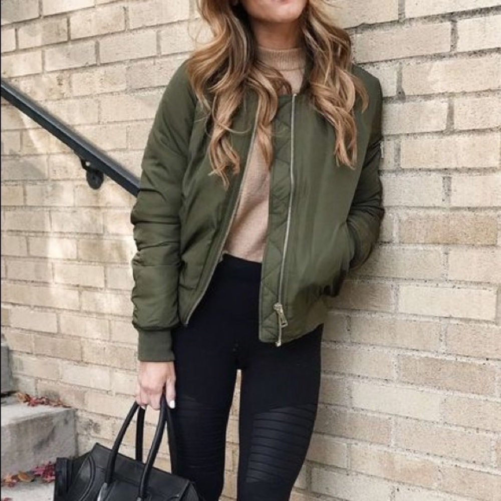 Zara olive bomber jacket